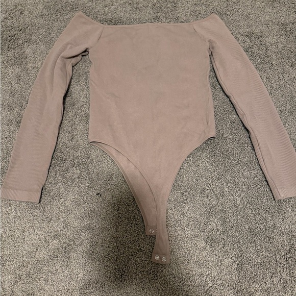 Forever 21 Tops - Forever 21 Long Sleeve Taupe One Piece bodysuit